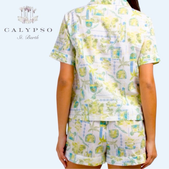 NWT Calypso St. Barth Carpe Diem Palm Top And Shorts Pajama Lounge Set - Picture 2 of 12